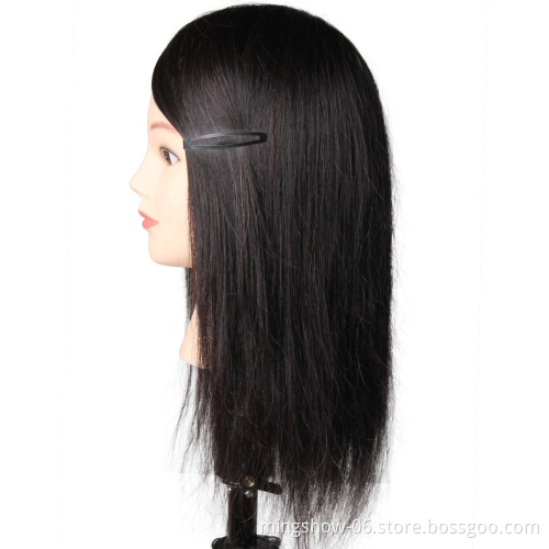 100% Real Human Hair Training Head Hairdressing Cutting Doll Mannequin